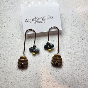 Handmade dark bees earrings